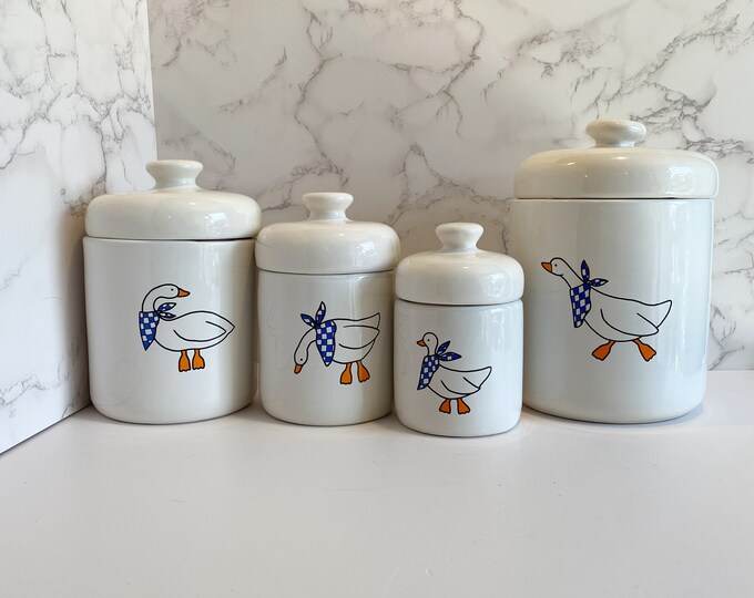 Vintage Goose Canisters, Porch Duck Container, Ceramic Kitchen Decor ...