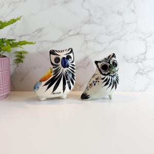 Choice of One or Both Vintage Tonala Owl Figurines, Mexican Folk Art Bird, Tonala Pottery, Ceramic Owl, Hand Painted Mexican Owl Statue