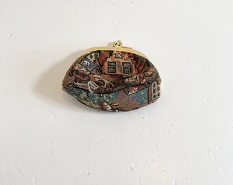 Vintage Tapestry Gobelins Art Coin Purse With Kiss Closure