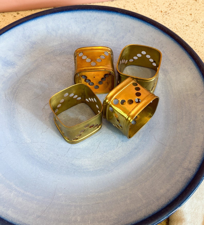 Four Vintage Brass Napkin Rings, Elegant Napkin Rings, Classic Napkin