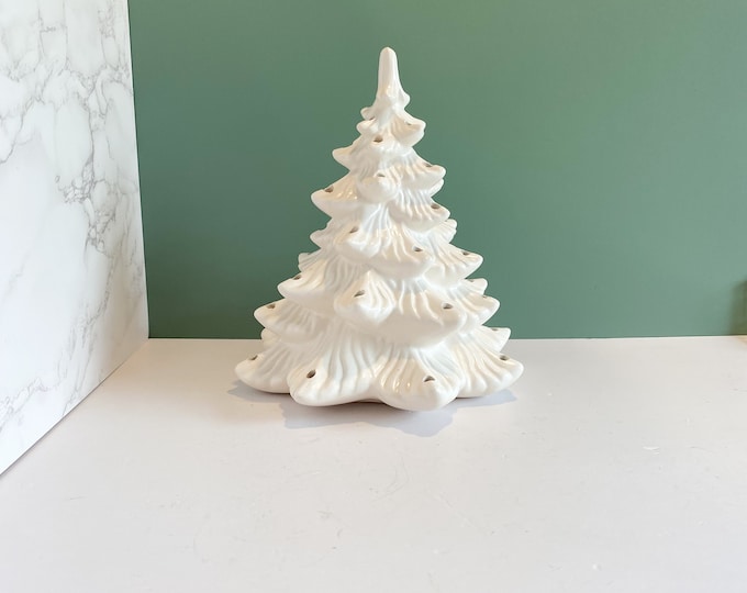 Vintage White Ceramic Tree, 10 Christmas Tree, White Holiday Tree, No