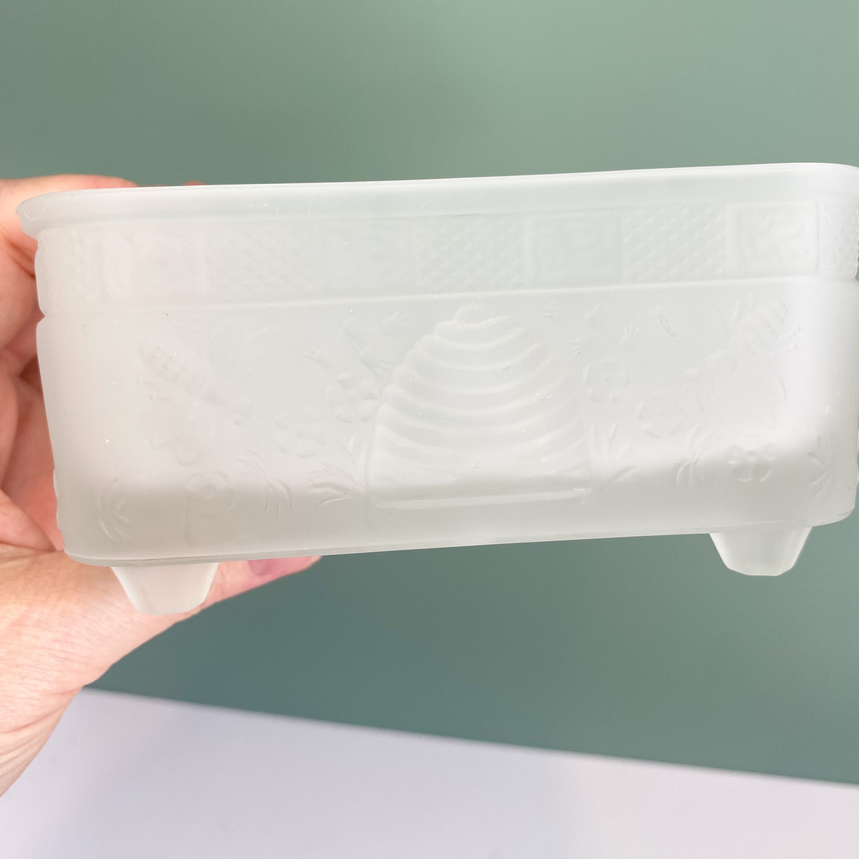 Vintage Tiara Indiana Glass Honey Bee Hive Inspired Square Etsy