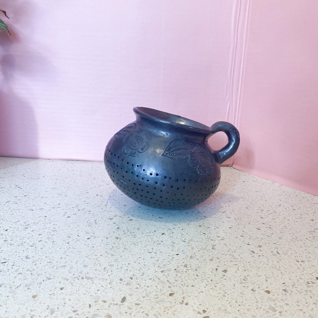 Mexican Black Clay Colander Oaxaca Clay Rinse Pot Mexican Etsy