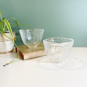 Pair of Vintage Nybro Cristal Bowls from Sweden, Vintage Swedish Cristal, Leafy Imprint Glass Bowls, Vintage Storage, Cristal Candy Bowl