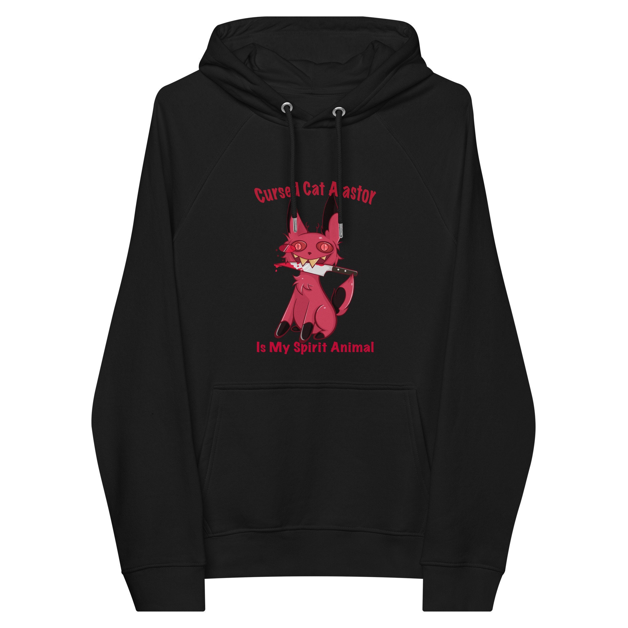 Cursed Cat Alastor Hazbin Hotel (unisex Eco Raglan Hoodie