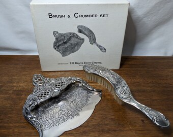 Vintage Brush and Crumber Set FB Rogers Silver Company in Original Box