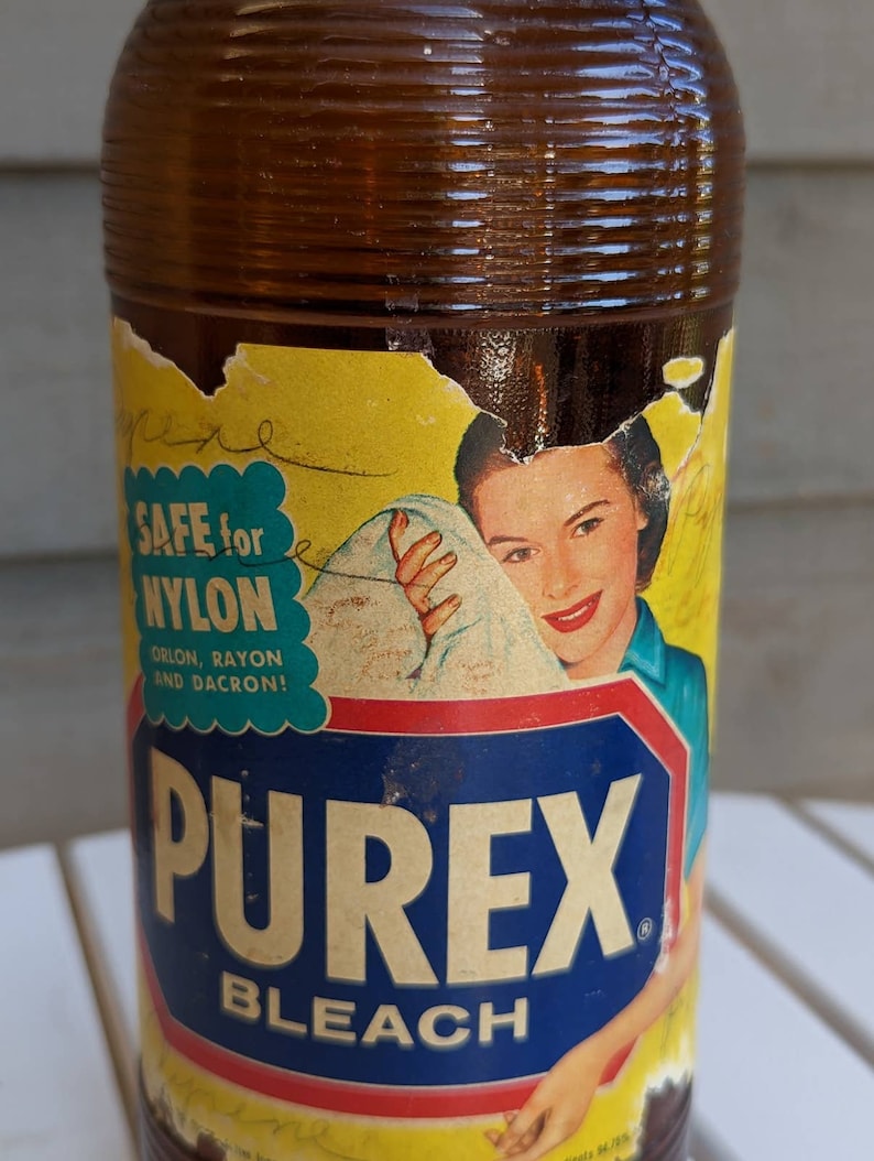 Vintage Purex Brown Glass Bleach Bottle With Label Etsy