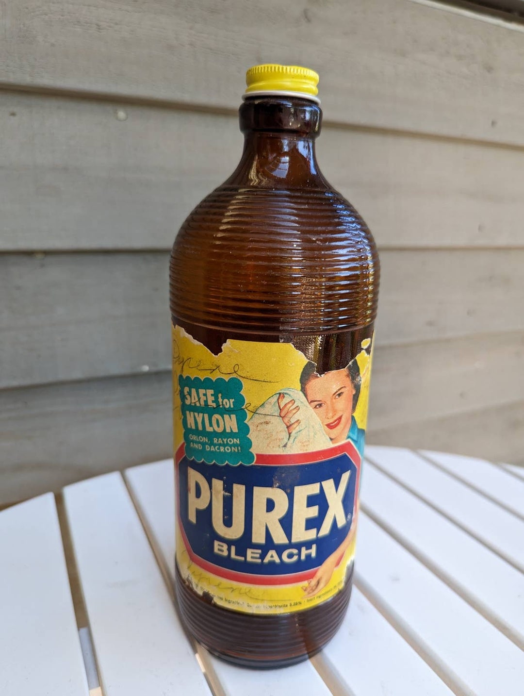 Vintage Purex Brown Glass Bleach Bottle With Label Etsy