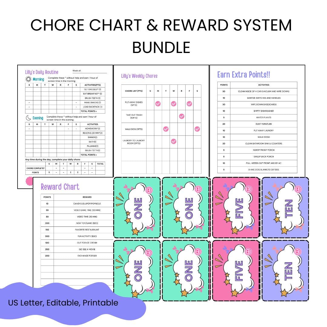 Kids Routine and Chore Trackers With Rewards - Etsy