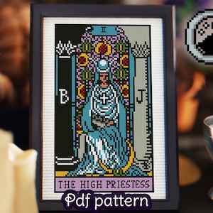 Tarot Card Cross Stitch Pattern - The High Priestess - Major Arcana - Rider Waite Tarot - Smith Waite Tarot