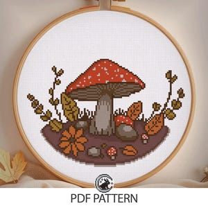Cross Stitch Pattern - Amanita Mushroom - Fly Agaric Magic Mushroom - Digital PDF