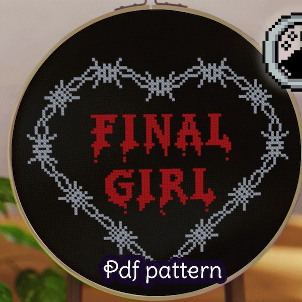 Cross Stitch Pattern - Final Girl - Slasher Film Themed - Digital PDF