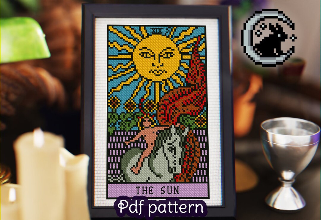 Tarot Card Cross Stitch Pattern the Sun Major Arcana Rider Waite Tarot