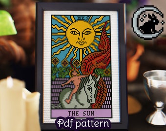 The Sun Tarot Card Cross Stitch Pattern: Rider Waite Major Arcana (PDF Pattern)