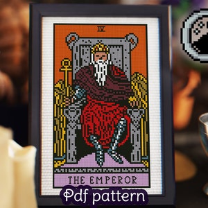 The Emperor Tarot Card Cross Stitch Pattern - Rider Waite (Digital Download)