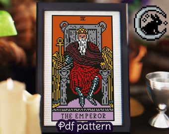 The Emperor Tarot Card Cross Stitch Pattern - Rider Waite (Digital Download)