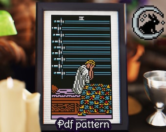Nine of Swords Tarot Card Cross Stitch Pattern - Rider Waite (PDF Pattern)