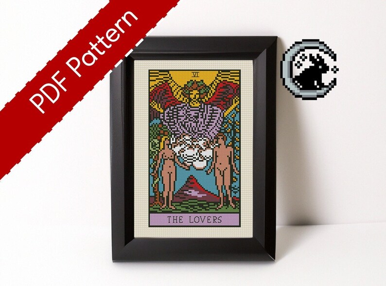 Tarot Card Cross Stitch Pattern the Lovers Major Arcana Etsy