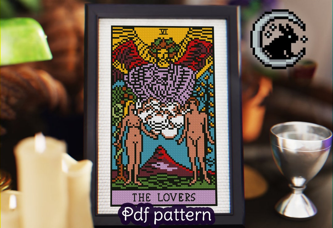 Tarot Card Cross Stitch Pattern the Lovers Major Arcana Etsy