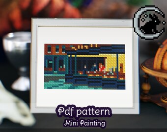 Nighthawks Kreuzstichmuster: Edward Hopper Mini Gemälde (PDF-Muster)