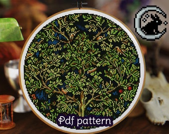 Cross Stitch Pattern - Tree of Life - Art Masterpieces - William Morris - Digital PDF