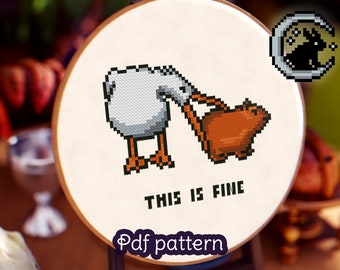 Pelican vs Capybara Meme Cross Stitch Pattern (Digital PDF)