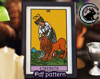 Strength Tarot Card Cross Stitch Pattern: Rider Waite (Digital Download)