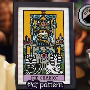 Tarot Card Cross Stitch Pattern - The Chariot - Major Arcana - Rider Waite Tarot - Smith Waite Tarot