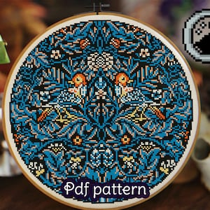 Cross Stitch Pattern - Birds - Art Masterpieces - William Morris - Digital PDF