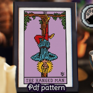 Tarot Card Cross Stitch Pattern - The Hanged Man - Major Arcana - Rider Waite Tarot - Smith Waite Tarot