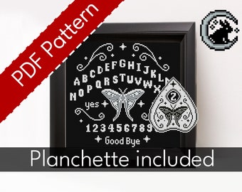 Patrón de punto de cruz para la tabla Ouija de Luna Moth (Descarga en PDF)