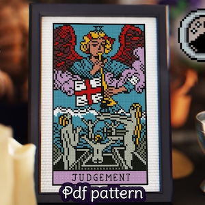 Tarot Card Cross Stitch Pattern - Judgement - Major Arcana - Rider Waite Tarot - Smith Waite Tarot