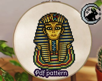 Kreuzstichvorlage - Tutanchamun Gold Maske - Ägyptischer Pharao - PDF Download