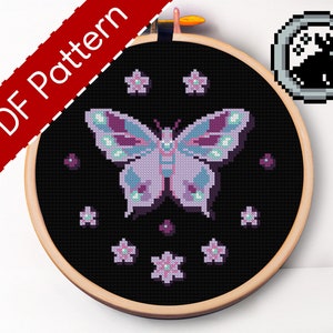 Pastel Butterfly Cross Stitch Pattern - Insect - Moth butterfly - PDF Download