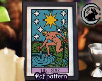 The Star Tarot Card Cross Stitch Pattern: Rider Waite (Digital PDF)