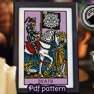 Tarot Card Cross Stitch Patroon - Dood - Grote Arcana - Rider Waite Tarot - Smith Waite Tarot