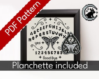 Patrón de punto de cruz para la tabla Ouija de Luna Moth (descarga instantánea en PDF)