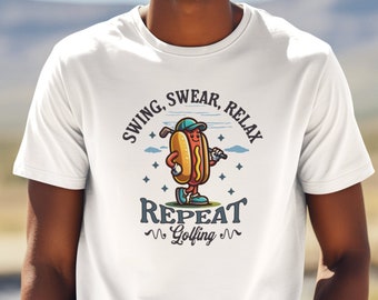 Funny Golf T-Shirt, Golfing Hotdog, Gift for Dad