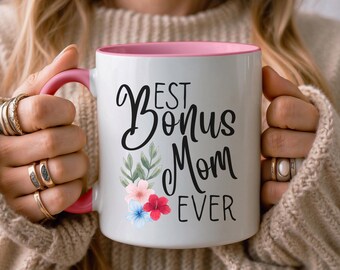 Bonus Mom Floral Coffee Mug, Gift for Step Mom