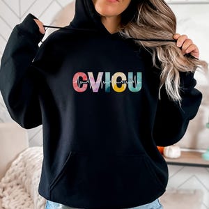 Sudadera con capucha de la UCI cardiovascular, sudadera con capucha de enfermera de la UCI cardiovascular, camisetas de la UCI cardiovascular, enfermera registrada, equipo de la UCI, personal del hospital