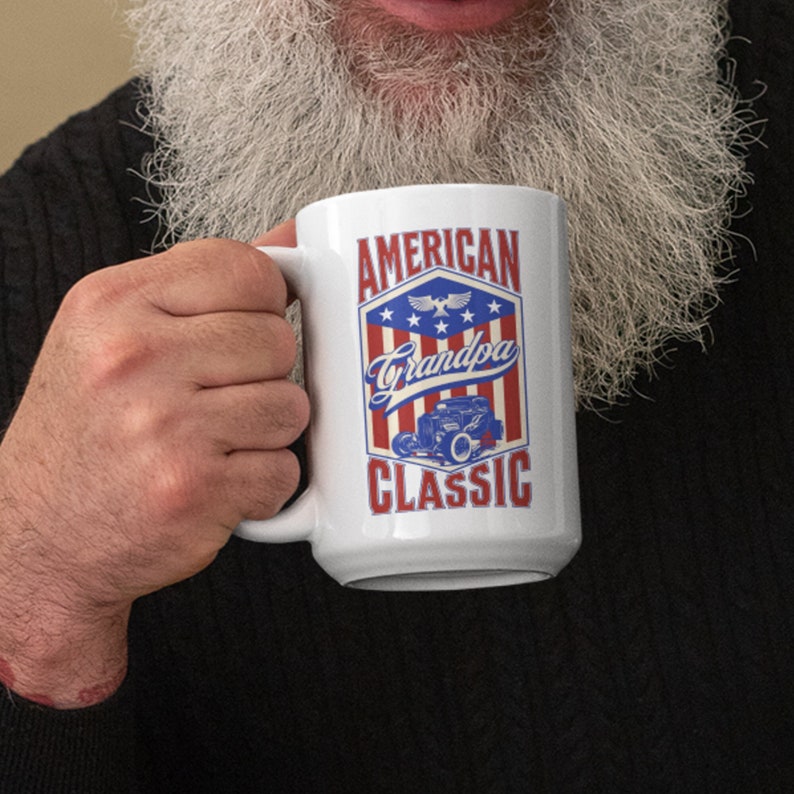 Car Lover Gift for Grandpa, American Grandpa Coffee Mug, Grampy Gift