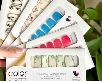 Tiras de uñas Color Street de temporada * La mayoría de los estilos en stock y listos para enviar * Ediciones limitadas * Esmalte de uñas 100% real * Hecho en EE. UU.