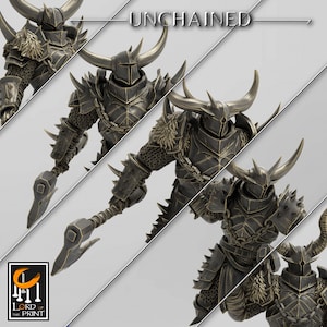 Lord of the Print, Miniatures, Unchained, Dual Axe Squadron, 32mm, 3D Printed, Dungeons and Dragons, DnD, Pathfinder 2e