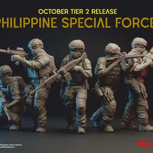 Turnbase Modern Miniatures Philippine Special Forces, 5 Minifigure, 15mm 20mm 28mm 32mm 35mm 40mm 54mm Post Apocalyptic, Spectre Operations
