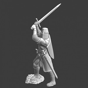 Northern Crusades Miniatures, Medieval Crusader Knight, Soldier, Infantry, RPG Miniature, 28mm, 3D Printed, Wargaming, Historical, 1/56, DnD