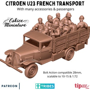WW2 French Citroen U23 Transport, Early War Minis, Eskice Miniatures, 15mm 20mm 28mm 54mm Scale, Bolt Action, Chain of Command, World War 2