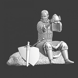 Northern Crusades Miniatures, Medieval Kievan Rus Warrior, Scene, RPG Miniatures, 28mm, 3D Printed, Wargaming, Historical, 1/56, Baron&#39;s War