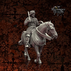 Reconquer Designs, Caballero Miniatures, King Sancho IV of Navarra, 28mm, 15mm, 1/56, 1/100, Wargame, 3d Printed, Historical, Medieval, Saga