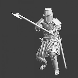 Northern Crusades Miniatures, Medieval Crusader Knight Fighting with Great Axe, RPG Miniature, 28mm, 3D Printed, Wargaming, Historical, 1/56