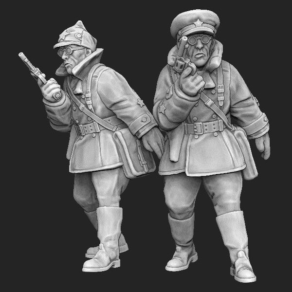 Just Some Miniatures, WW2, Soviet, Red Army Commissars, 28mm, 54mm, Bolt Action, Chain of Command, World War 2, Red Army, 3D Printed, Minis